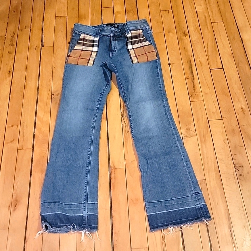 Kut from the Kloth Flannel Pocket Fray Hem Designer Pants